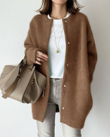 Strickjacke Damen Oversize mit Knopfleiste in Braun
