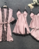 Luna - Nachtwäsche Set mit Spitze in Rosa