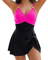 Selina | Dein sexy & schlank machendes Bauch-Weg-Swimdress in Rosa und Schwarz