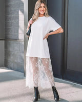 Lorient™ Maxikleid mit Transparentem Spitzenrock in Weiß