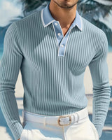 Castellan™-Poloshirt mit Langen Ärmeln, Kontrastierendem Kragen und Hochwertiger Verarbeitung in Blau