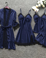 Luna - Nachtwäsche Set mit Spitze in Marineblau