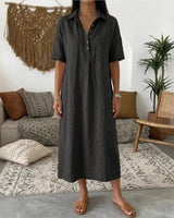 Bianca™ Kleid mit Klassischem Kragen und Knöpfen Vorne in Schwartz