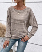 Mirevna™ Strickpullover Mit Strukturierter Optik und Femininem Ausschnitt in Grau