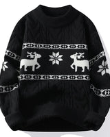 Anna | Stilvoller, bequemer Winter-Weihnachtspullover mit Rentiermotiv in Schwarz