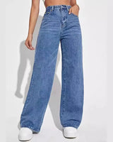 Damen Hohe Taille Baggy Jeans in Blau