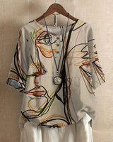 Brigitte | Damen Bluse Blumenmuster Lockere Passform – Blumenbluse Locker Sommer 2026 in Beige