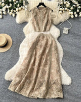 Alessa™ Set aus Floralbesticktem Tüll mit Zarter Eleganz in Khaki