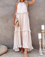 Munalisa - Maxikleid Mit Rüschen in Beige