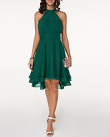 Damen Halter Mini Hochzeitsgast Kleid in Grün