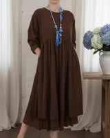 Delmara™ Kleid mit Lockerer Passform und Minimalistischem Stil in Braun