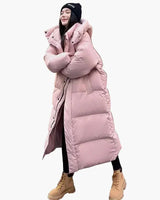 Daniela | Damen Oversized Langer Kapuzen Winter Puffer Mantel in Rosa