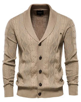 Herren-Cardigan mit Knopfleiste in Khaki