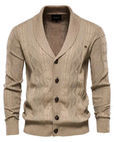Waldemar - Herren-Cardigan mit Knopfleiste in Khaki