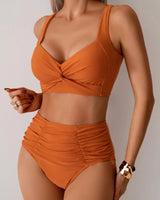 Coalia High-Waist Sommer-Bikini-Set – schmeichelhafte Passform für sonnige Tage in Hellbraun