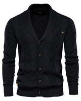 Waldemar - Herren-Cardigan mit Knopfleiste in Schwarz