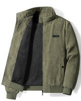 Udo - Cordjacke mit Fleecefutter in Olivgrün