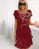 Lucie | Elegante fließende Kleid mit Rüschen in Rot