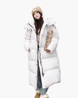 Daniela | Damen Oversized Langer Kapuzen Winter Puffer Mantel in Beige