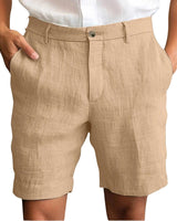 Fotis - Elegantes Leinen Kurzhosen in Khaki