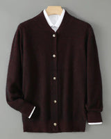 Anke | Damen Weiche Strickjacke mit Knopfleiste vorne in Burgunder