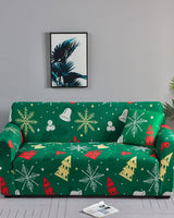 Hoch elastischer Spandex-Weihnachtssofa-Bezug / Sofortige Dekoration, die Ihr Weihnachtsfest verdient! + Kopfkissenbezug als Geschenk in Weihnachtsgeschenk