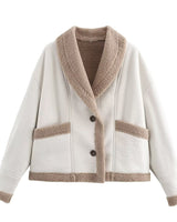 Bianca - Wildlederjacke mit Taschen Frau Winter Chic in Weiß