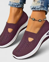 Regine | Damen Slip-On Atmungsaktive Mesh-Walking-Sneaker in Dunkelviolett