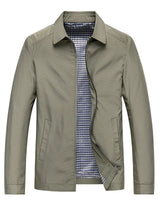 Herren Langarm Kragen Übergangsjacke in Khaki