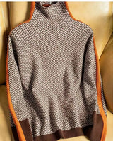Anna | Damen Luxus Fischgrät Rollkragenpullover in Orange