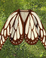 Cardigan Farfallia™ aus strukturiertem Strick mit Schmetterlingsflügel-inspiriertem Design in Creme