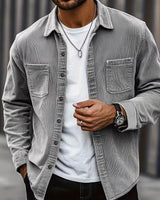 Niroshan - Langärmliges Overshirt Aus Cord in Grau