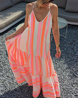 Damen Bedruckt Maxi Sommerkleid in Orange