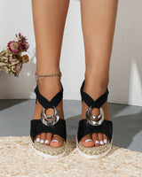 Morae - ergonomische Keilsandalen in Schwarz