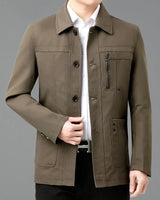 Leichte Baumwolljacke mit bedrucktem Innenfutter - Jens in Hellbraun