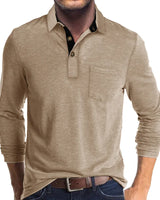 Jörg™ | Herren Langarmshirt in Unifarbe in Khaki