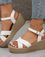 Vanessa | Gepolstert Keilabsatz Sandalen in Weiß