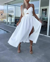 Fiora™ Kleid mit Feinem Cut-Out und Elegantem Schlitz in Weiß