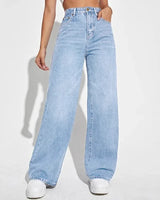 Damen Hohe Taille Baggy Jeans in Hellblau