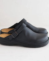 Orion Damen Leder Clogs mit orthopädischer Sohle in Schwarz