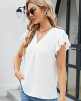 Pauline™ Bluse mit gestuften Ärmeln und Frontfalte in Weiß