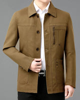 Leichte Baumwolljacke mit bedrucktem Innenfutter - Jens in Dunkelbraun