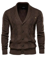 Herren-Cardigan mit Knopfleiste in Dunkelbraun
