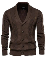 Waldemar - Herren-Cardigan mit Knopfleiste in Dunkelbraun