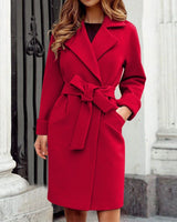 Katarino | Langer Kaschmir Trenchcoat mit Knopfsystem in kräftigen Farben in Rouge