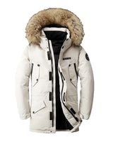 Julio - Halblange Winterjacke mit Kapuze in Weiß