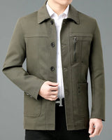 Leichte Baumwolljacke mit bedrucktem Innenfutter - Jens in Militärgrün