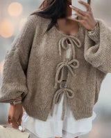 Doris | Damen Warme Strickjacke mit langen Ärmeln in Khaki