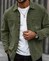 Ivaro - Strukturiertes Overshirt in Armeegrün