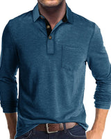 Jörg™ | Herren Langarmshirt in Unifarbe in Blau